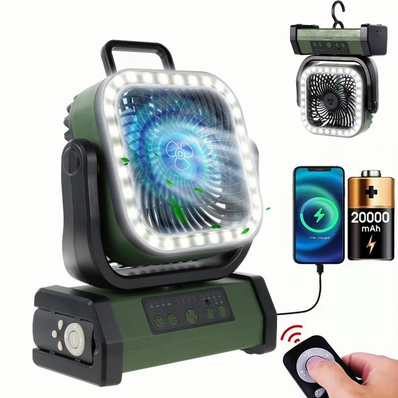 Upgraded 30000mAh Battery Fan with Bluetooth Audio, LED Light & Remote Control, USB-C Rechargeable, Perfect for Camping, Power Outage, Office, Home, Fishing