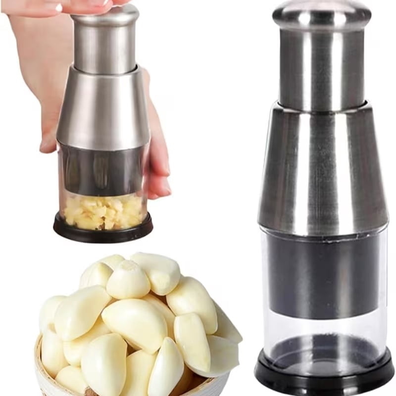 Upgraded 304 Stainless Steel Garlic Press - Heavy-Duty Ginger Crusher with Silicone Peeler & Cleaning Brush, Dishwasher Safe, Rust-Resistant for Effortless Garlic and Ginger Crushing