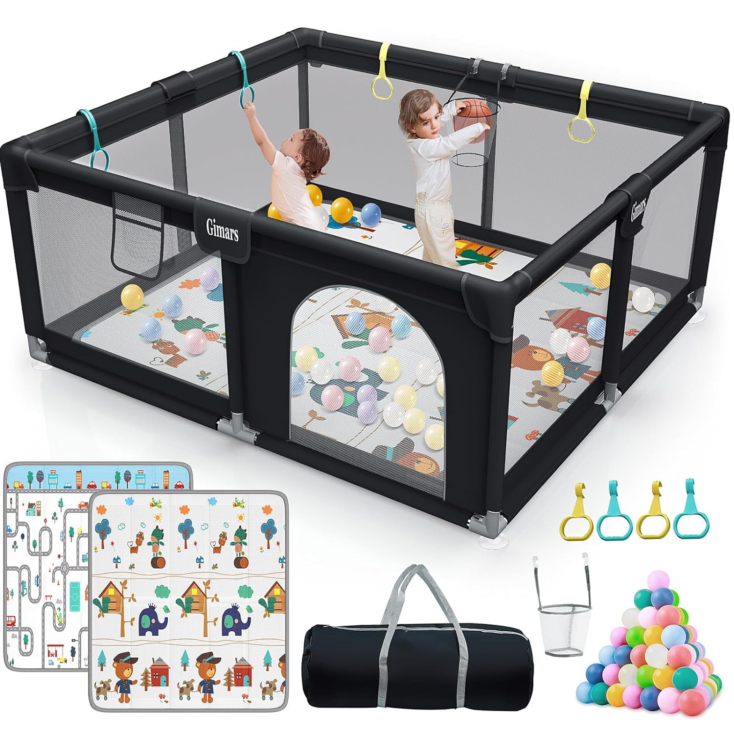 Upgraded 320D Washable Baby Playpen with Padding Mat, 6in1 Large ...