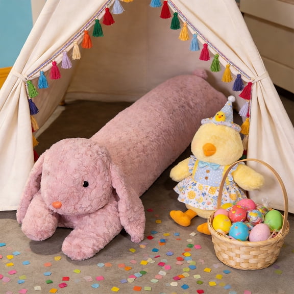 Upgraded 35.4in Easter Bunny Long Cushion Leg-clamping Side Sleeping Pillow Large Backrest Cushion Ideal Gift For Kids Adults I