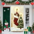 thumbnail image 1 of Upgraded 35 X 72 In Stereoscopic Embroidery Style Christmas Door Cover Christmas Door Curtain Christmas Day Door And Wall Decoration Festival Party Decoration Q, 1 of 6