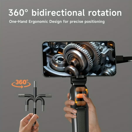 Upgraded 360° Rotating Rigid Endoscope, 8.5mm Ultra-Slim 1080P HD Probe With One-Hand Push-Pull Control, 3-Stage Adjustable Lighting, Perfect For Pipeline Maintenance. A Perfect Gift.Endoscope,