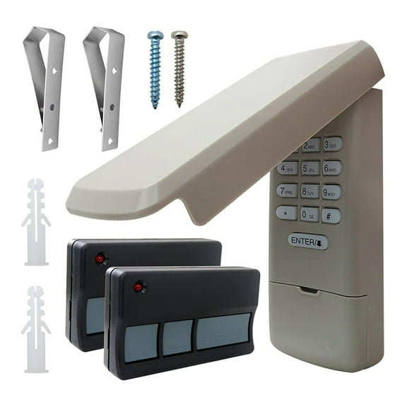 Upgraded 373LM Garage Door Opener Keypad Remote for Yellow Learn 8010, 8065, 8075, 8155, 8160, 8165, 8355, 8360,1 x Keyboard 2 x Remote Control,As Shown