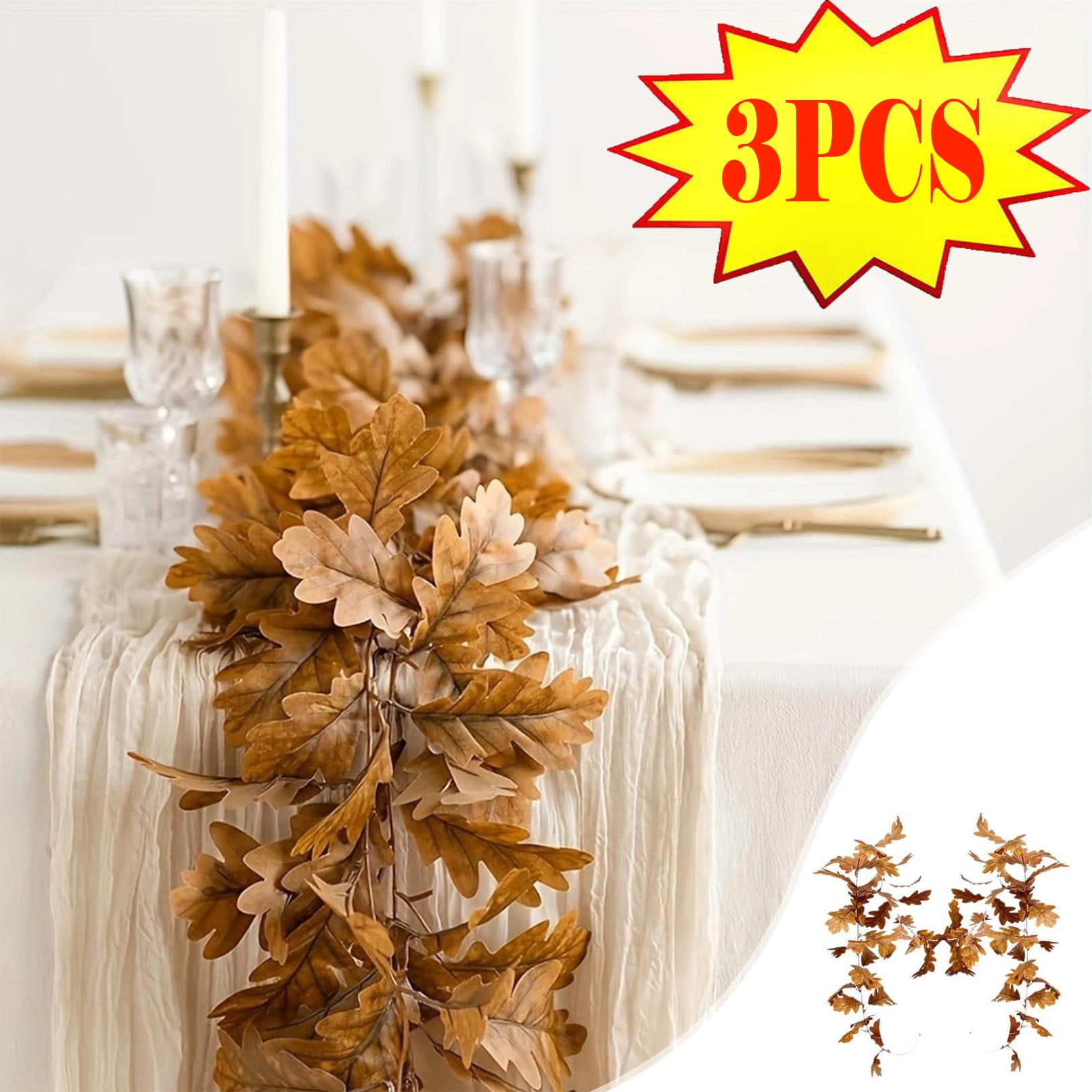 Upgraded 3PCS Fall Hanging Garlands for Thanksgiving,Ideal Leaf Vine Decoration For Delicate Table Setting At Event Halloween Maple Leaf Vine Decorations 96"