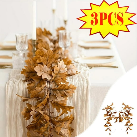 Upgraded 3PCS Fall Hanging Garlands for Thanksgiving,Ideal Leaf Vine Decoration For Delicate Table Setting At Event Halloween Maple Leaf Vine Decorations 96"