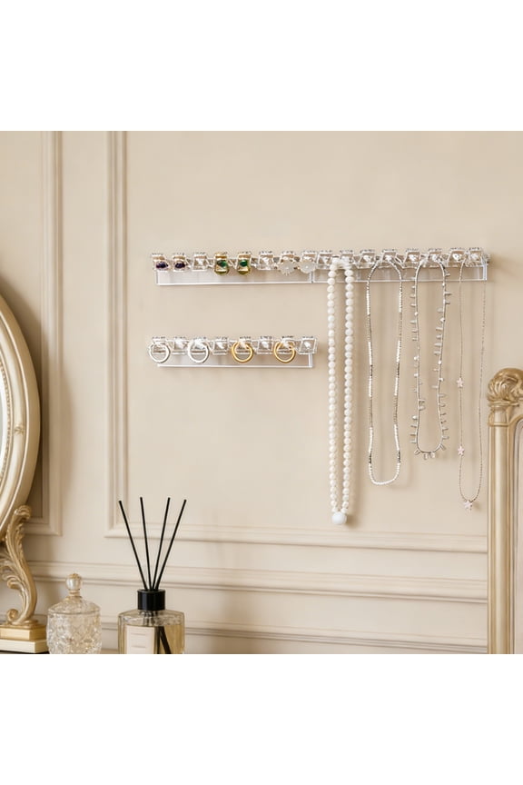 Upgraded 3Pcs Clear Jewelry Hanger Wall Mount Necklace Organizer Jewelry Hooks For Necklaces Earrings Chains Rings Space-Saving Tarnish-Free For Dorm Room R