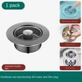 thumbnail image 1 of Upgraded 3in1 Kitchen Sink Drain Strainer and Sink Stopper, Stainless Steel Kitchen Drain Plug & Cover with Anti-Clogging Basket Strainer, Fit US Standard 3-1/2'' Sink Drain Hole, Brushed Black, 1 of 14