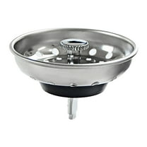 Upgraded 3in1 Kitchen Sink Drain Strainer & Sink Stopper, Stainless Steel Kitchen Drain Plug & Sink Installation Parts with Anti-Clogging Basket, Fit US Standard 3-1/2'' Sink Drain Hole, Silver