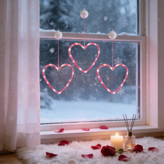 Upgraded 3pc LED Day Curtain Light Suction Cup Light Proposal Party Decoration Light Wedding Room Hanging Decoration 520 Z