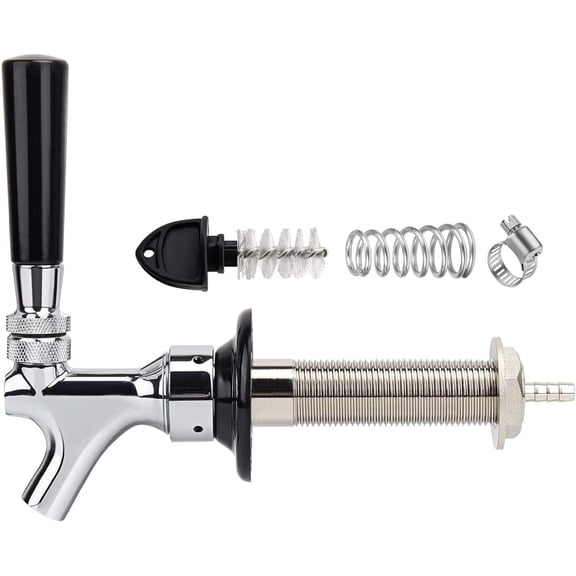 Upgraded 4-1/8 inch Shank Stainless Steel Core Draft Beer Faucet Chrome Plated Beer Tap No-Rust No-Leak Beer Faucet for Homebrew 1/4 Barb Keg Faucet Kegerator Parts Beer Tap Faucet