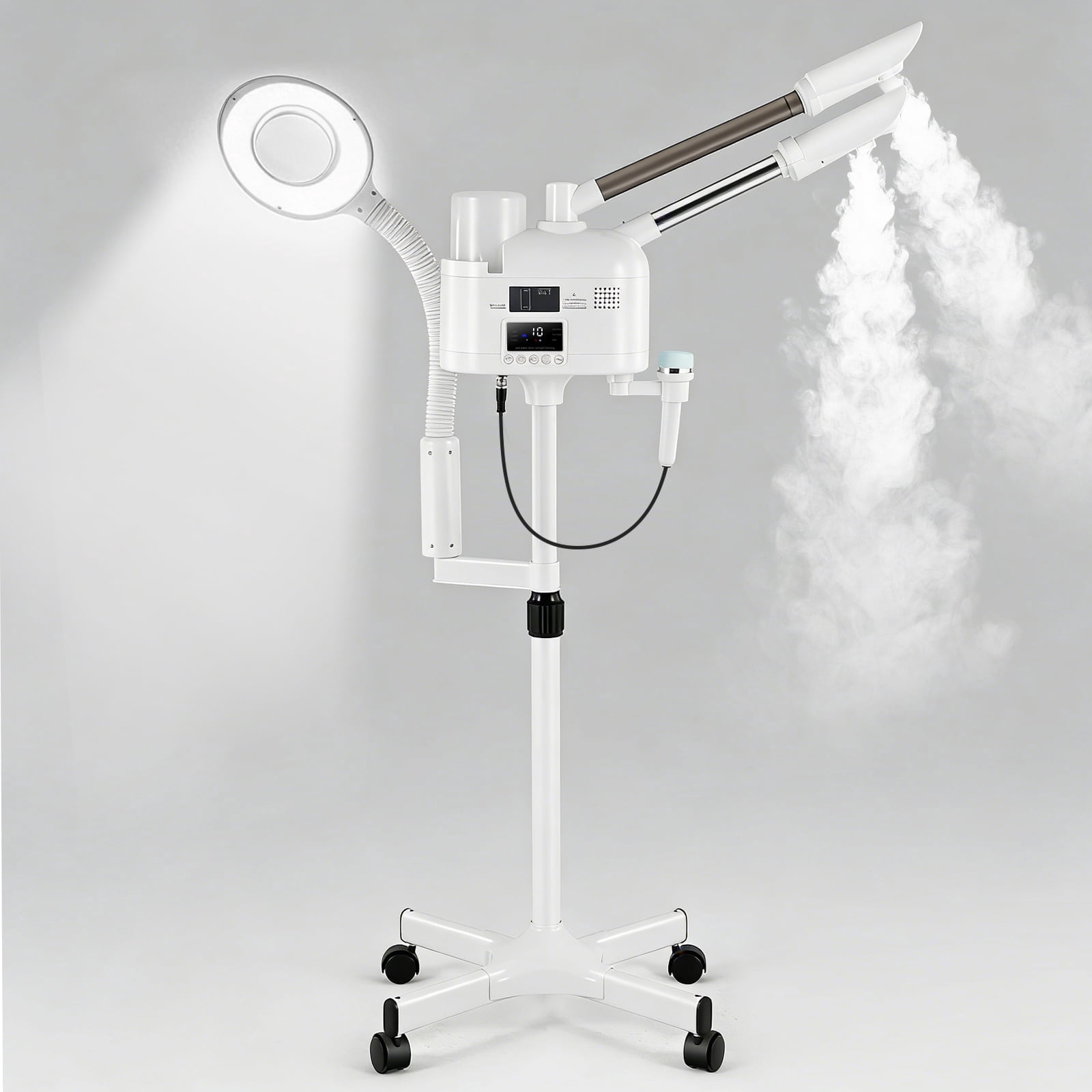 4 in 1 Hot/Cold Facial Steamer 5x LED Magnifying Lamp Portable Face Spa for Deep Cleansing,Moisturizing,Unclog Pores Personal Beauty Skin Care Machine(White)