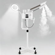 4 in 1 Hot/Cold Facial Steamer 5x LED Magnifying Lamp Portable Face Spa for Deep Cleansing,Moisturizing,Unclog Pores Personal Beauty Skin Care MachineWhite