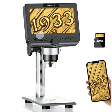 Upgraded 4.3" Coin Microscope DM4 Pro 1000X, TOMLOV Wireless Digital Microscope with 32GB Card