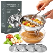 Upgraded 4-Disc Stainless Steel Food Mill   Ergonomic Rotary Design for Tomato Sauce, Applesauce, Baby Food, Mashed Potatoes, Jams, and More