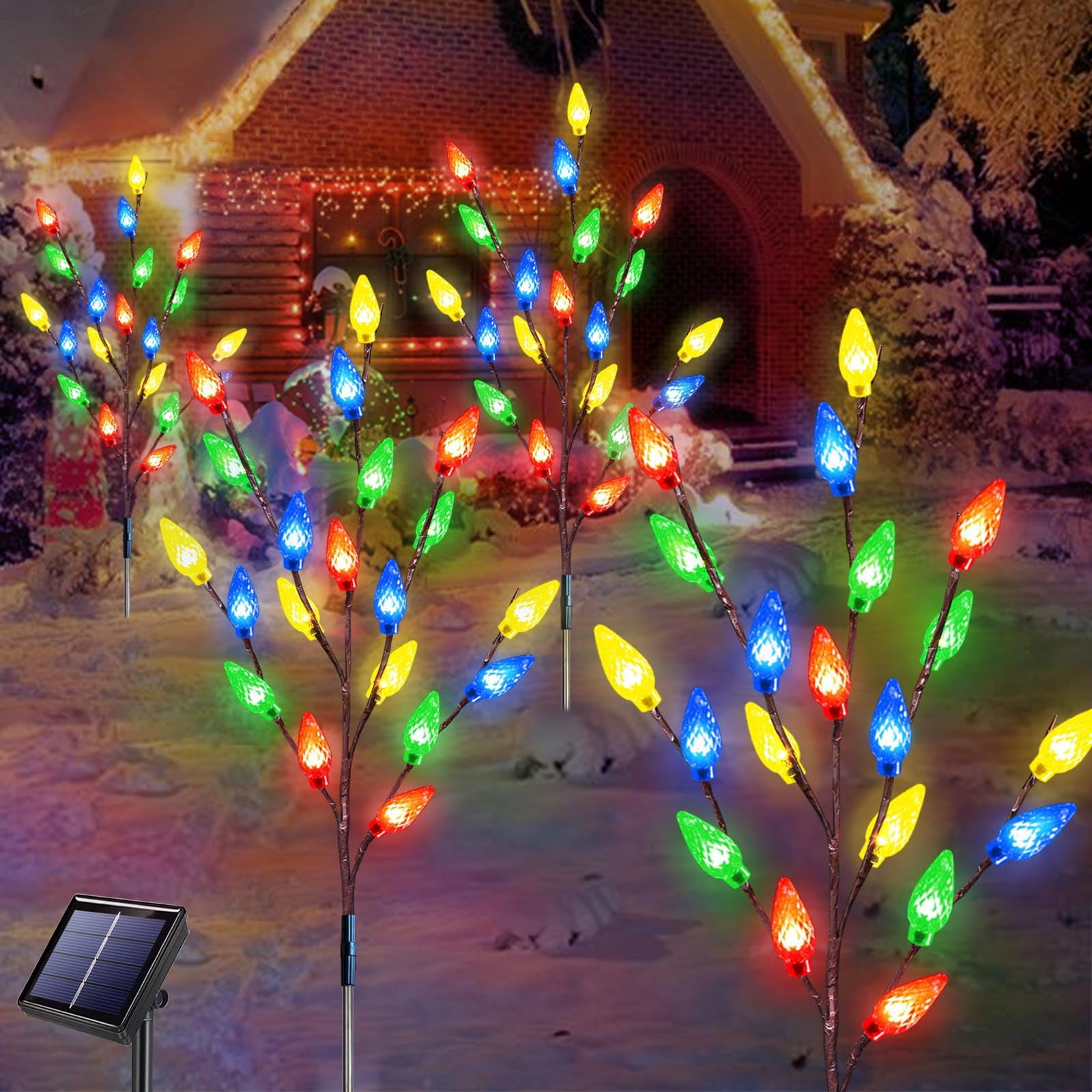 Multicolor Solar Christmas Garden Stake Lights for Outdoor Decoration