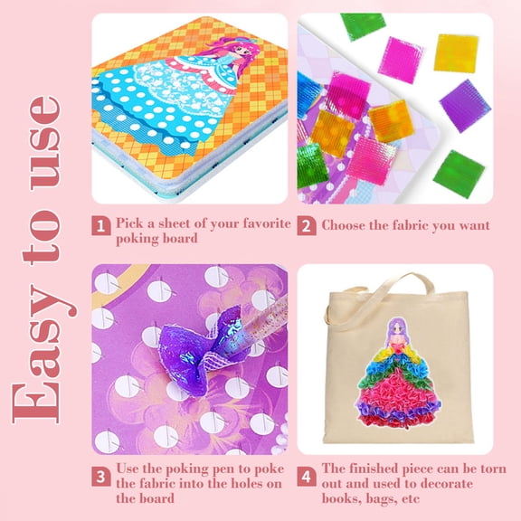 Upgraded 4 Pcs Kids Princess Dress Up Theme Art And Crafts Set For Boys Age 4-12 Puzzle Poke In Painting DIY Animals Toy Gift For Activity Game Birthday I