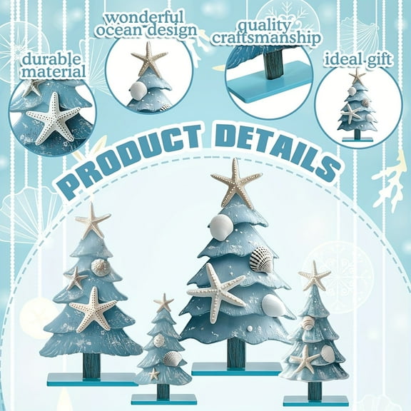 Upgraded 4 Pieces Of Christmas Table Decorations With Wooden Theme For Christmas