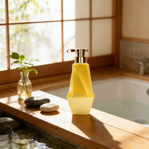 Upgraded 400ml Gold Finish Liquid Soap Pump, Shower Gel Dispenser Bottle for Kitchen