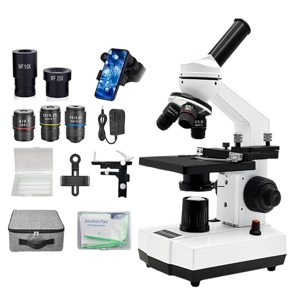 Upgraded 40X-1000X Professional Optical Composite Microscope with Abe Spotlight and Cursor Caliper,Coaxial Bi-Focus,WF10 and WF25X Eyepieces for Education,Student Experiment,Gift