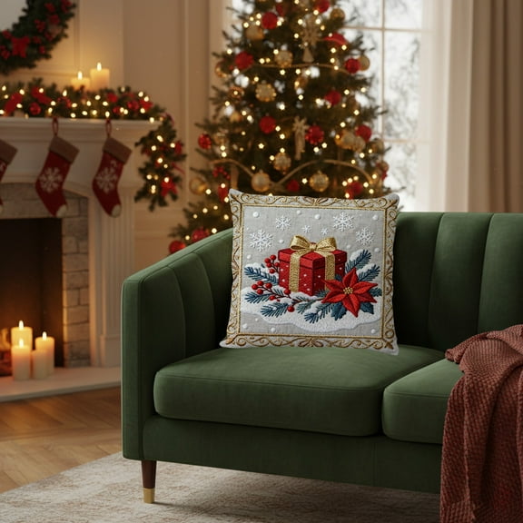 Upgraded 45X45cm Red Christmas Pillow Cover Holiday Snowman Decoration Sofa Decoration Linen Pillow Imitation Embroidery Cushion Cover R