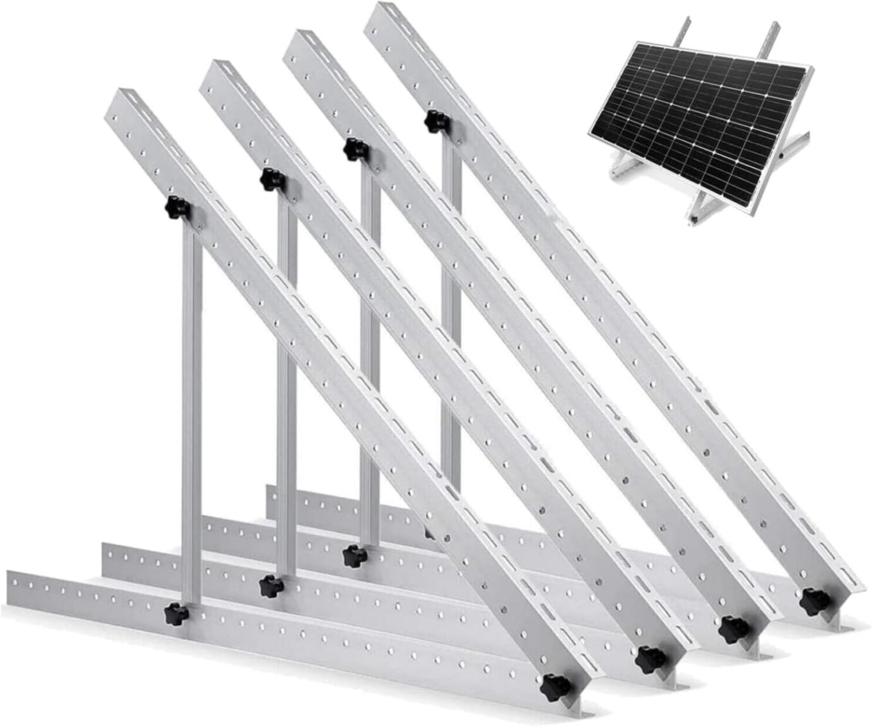 Upgraded 47in 2 Sets Adjustable Solar Panel Tilt Mount Brackets, Foldable Tilt Legs, Support 100 200 300 400 500 Watt Solar Panels 2-4Pcs, Solar Panel Stand for Roof, Off-Grid, RV and Boat
