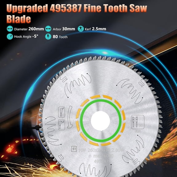 Upgraded 495387 80T Fine Tooth Cross-Cut Saw Blade