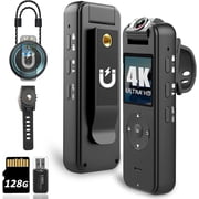 【Upgraded】4K Body Camera with Audio & Video Recording - 64G Body Cam Mini Police Wearable Worn Bodycam - Portable Small Personal Camcorder - Sport Bike Outdoor Video Recorder (with Magnetic Lanyard)