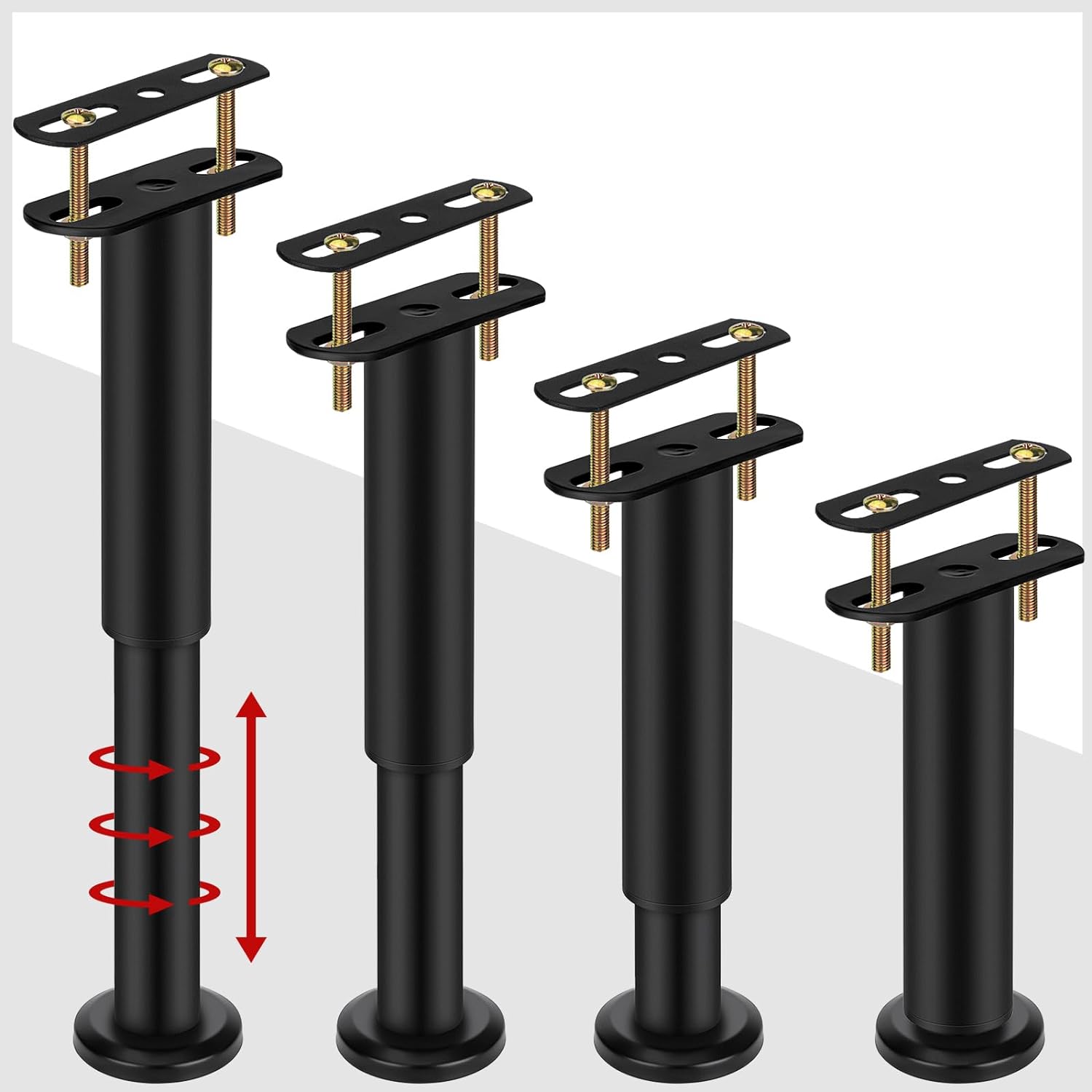 Upgraded 4PCS Adjustable Height Bed Support Legs 712 inch, Heavy Duty