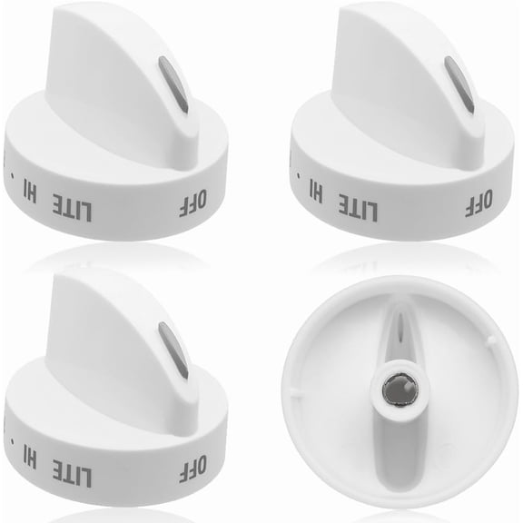Upgraded 4Pcs 316442512 Ran Surface Control Knob White, Burner Knob Fit for , Kenmore, Sears Gas Rans - Replaces 1465863, AP4327159, PS2332410