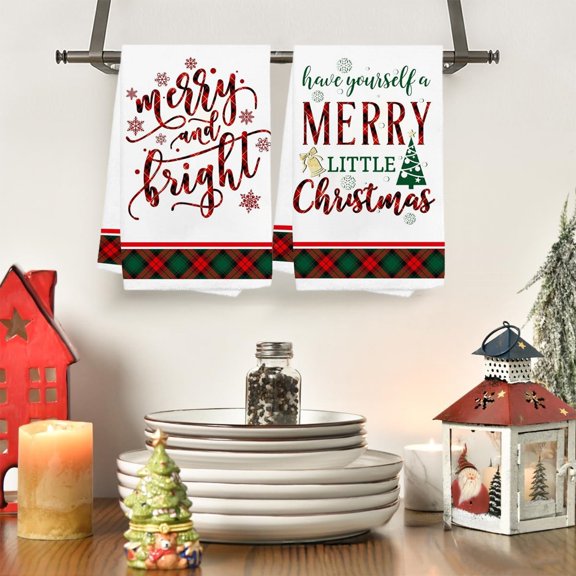 Upgraded 4pcs Christmas Kitchen Towels Christmas Tree Dishwashing Towels Festive Ambiance Holiday Decoration Towels