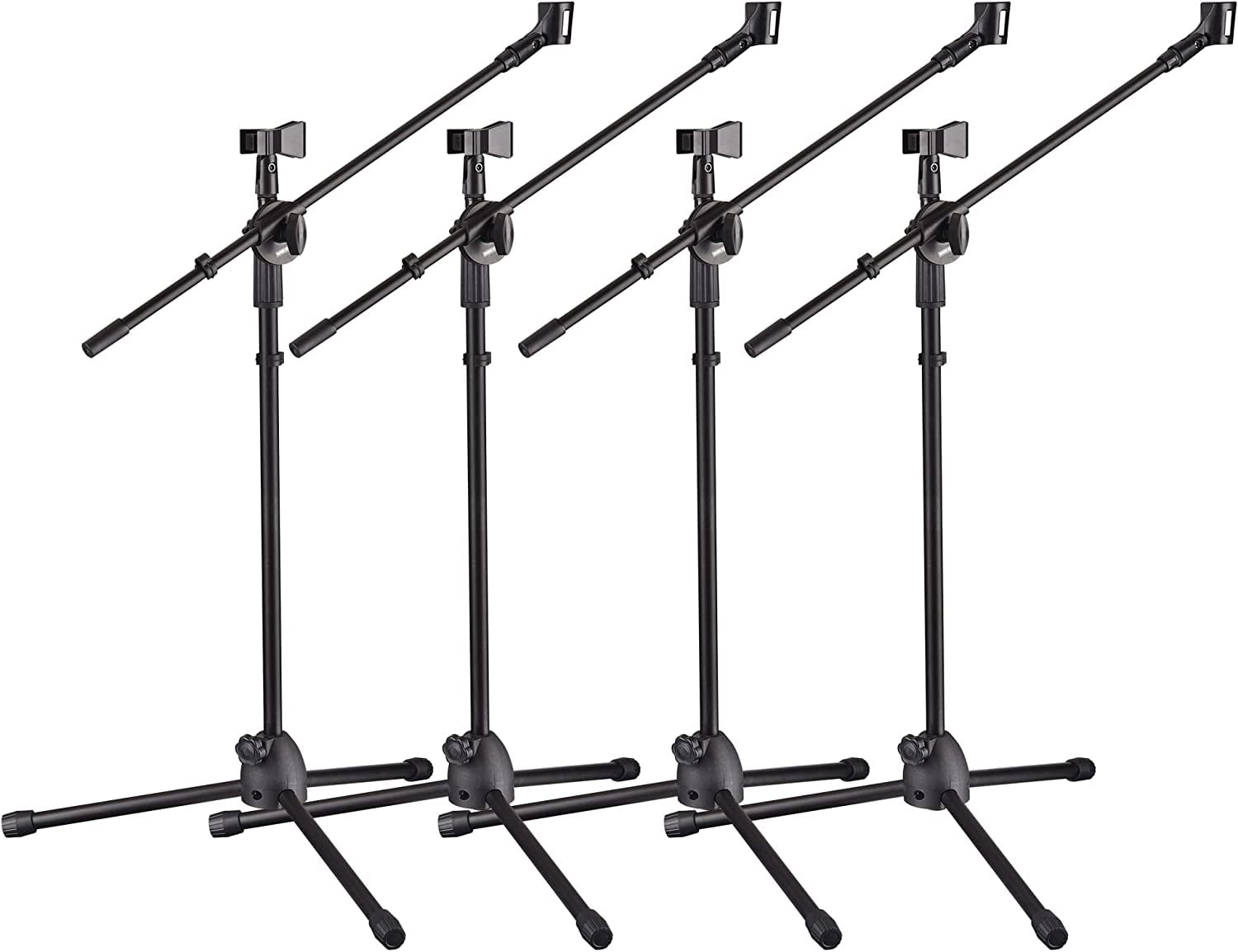 Upgraded 4x Adjustable Height Microphone Tripod Stand Dual Mic Clip 90