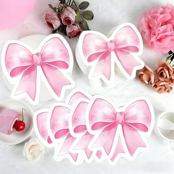 Upgraded 50 Bow-ties Napkins Bow-themed Party Decorations Bow Patterns Disposable Napkins Suitable For Baby Showers Bridal Showers Birthday Parties Etc. D