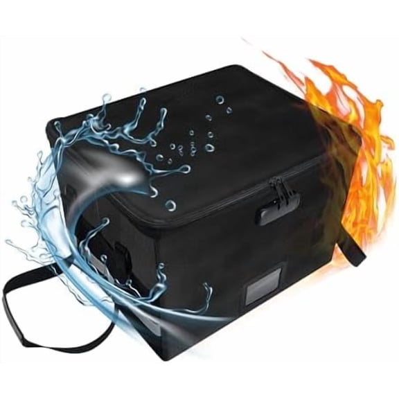 Upgraded 5200F File Box with Lock, 6 Layers of Functional Materials of Fireproof Document File Organizer Box with Water-Resistant Zipper & Adjustable Handle$$Office