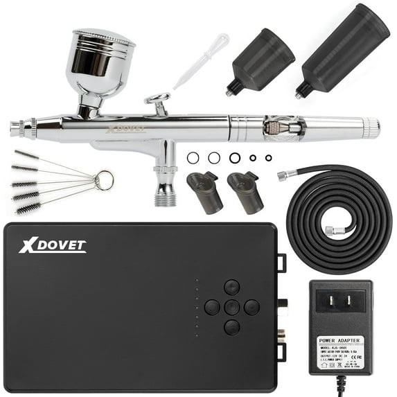 Xdovet Upgraded 55PSI Airbrush Kit with Compressor, Dual-Action Multi-Function Airbrush Set with 0.4mm Nozzle for Painting Portable Air Brush Set for Cake Decoration Makeup Art Craft Nail Design Model