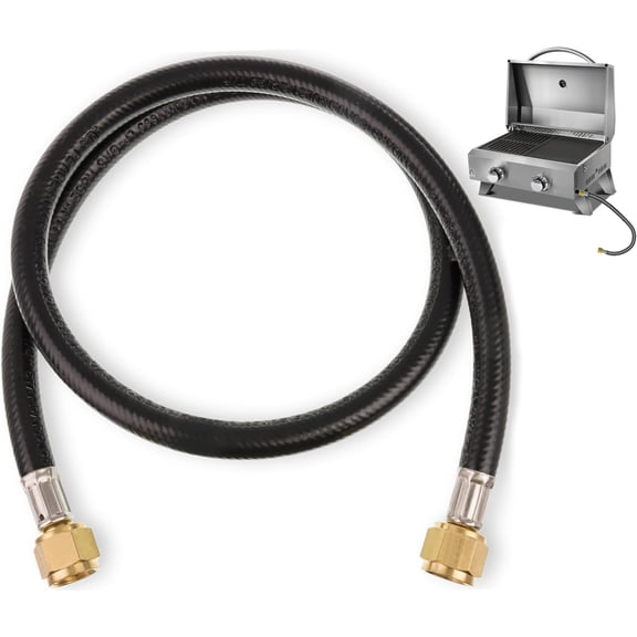 Upgraded 59913 3 Feet RV Propane Hose Connector Assembly - 3/8" Female Flare x 3/8" Female Flare Quick Connect Hose - Propane Extension Connection, for Grill, Heater, Fire Pit