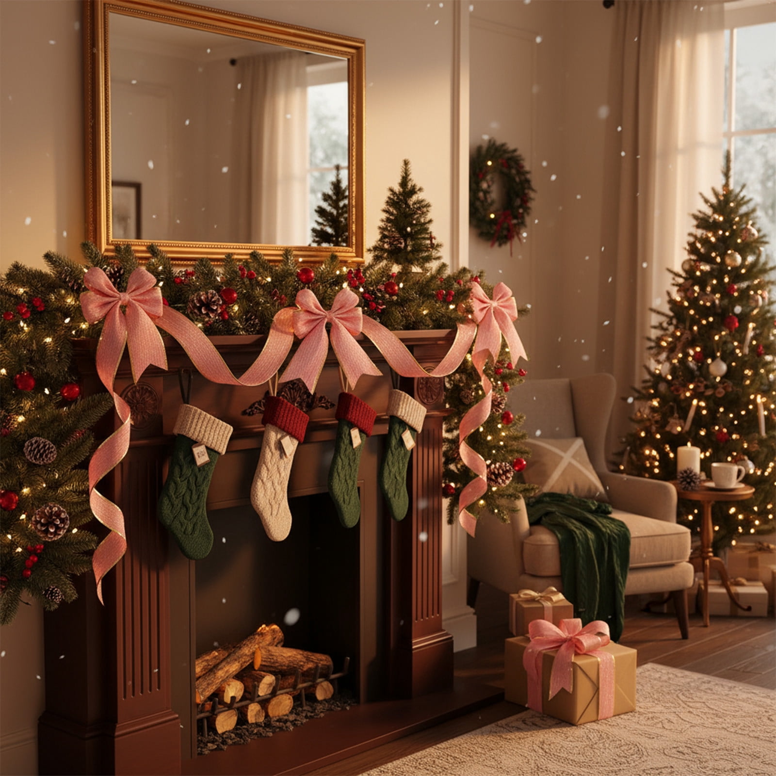 Upgraded 5cm Wide P Ink Edging Ribbon Christmas Ornaments Bow Suitable ...