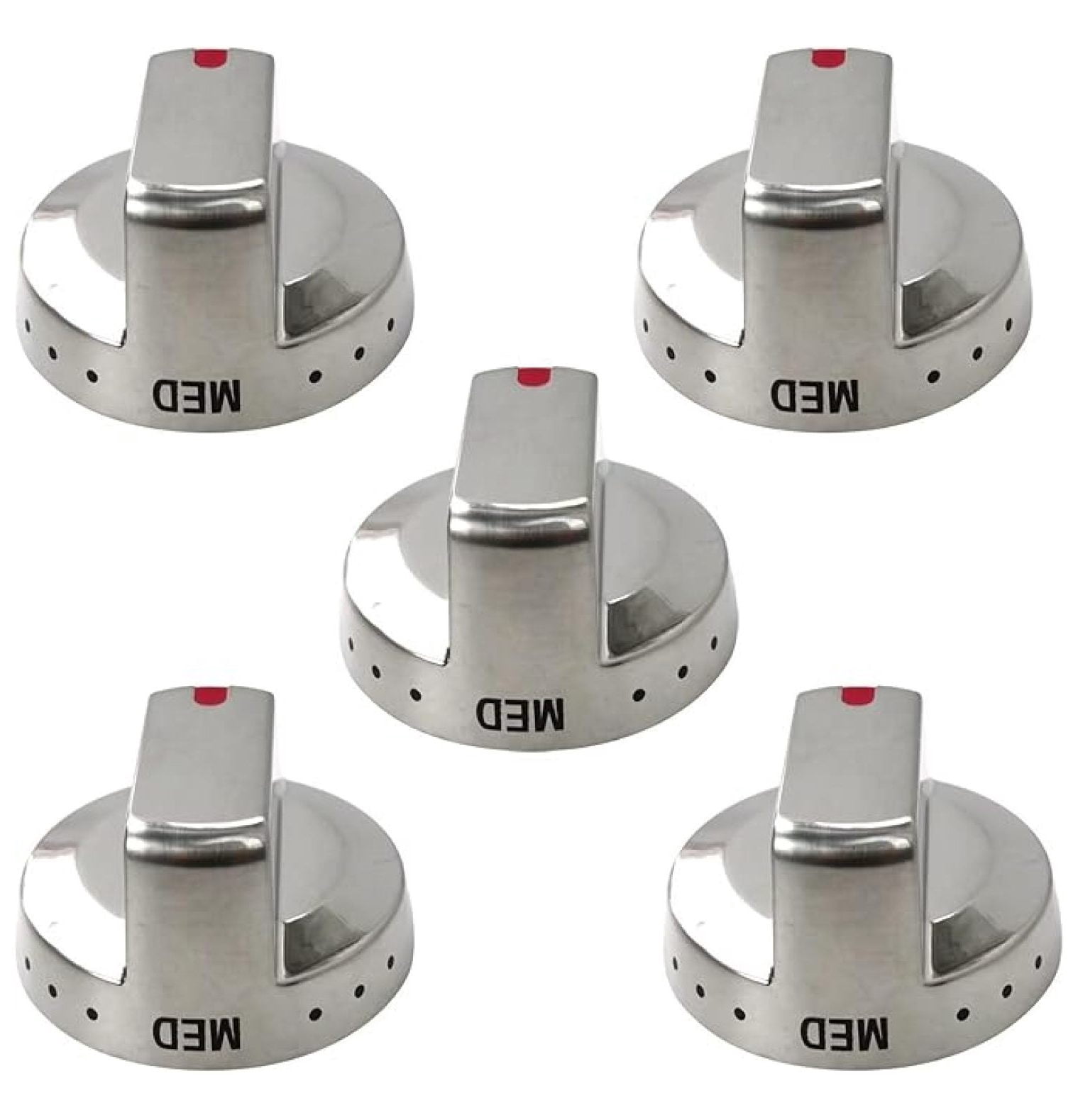 Upgraded 5pcs DG64-00472A Stove Knob Dial Stainless Steel Knob Replace DG64-00347A, DG64-00347B, DG64-00472B, DG64-00472C, DG64-00472G, DG64-00473A, DG64-00473B, DG68-00101B Fit for