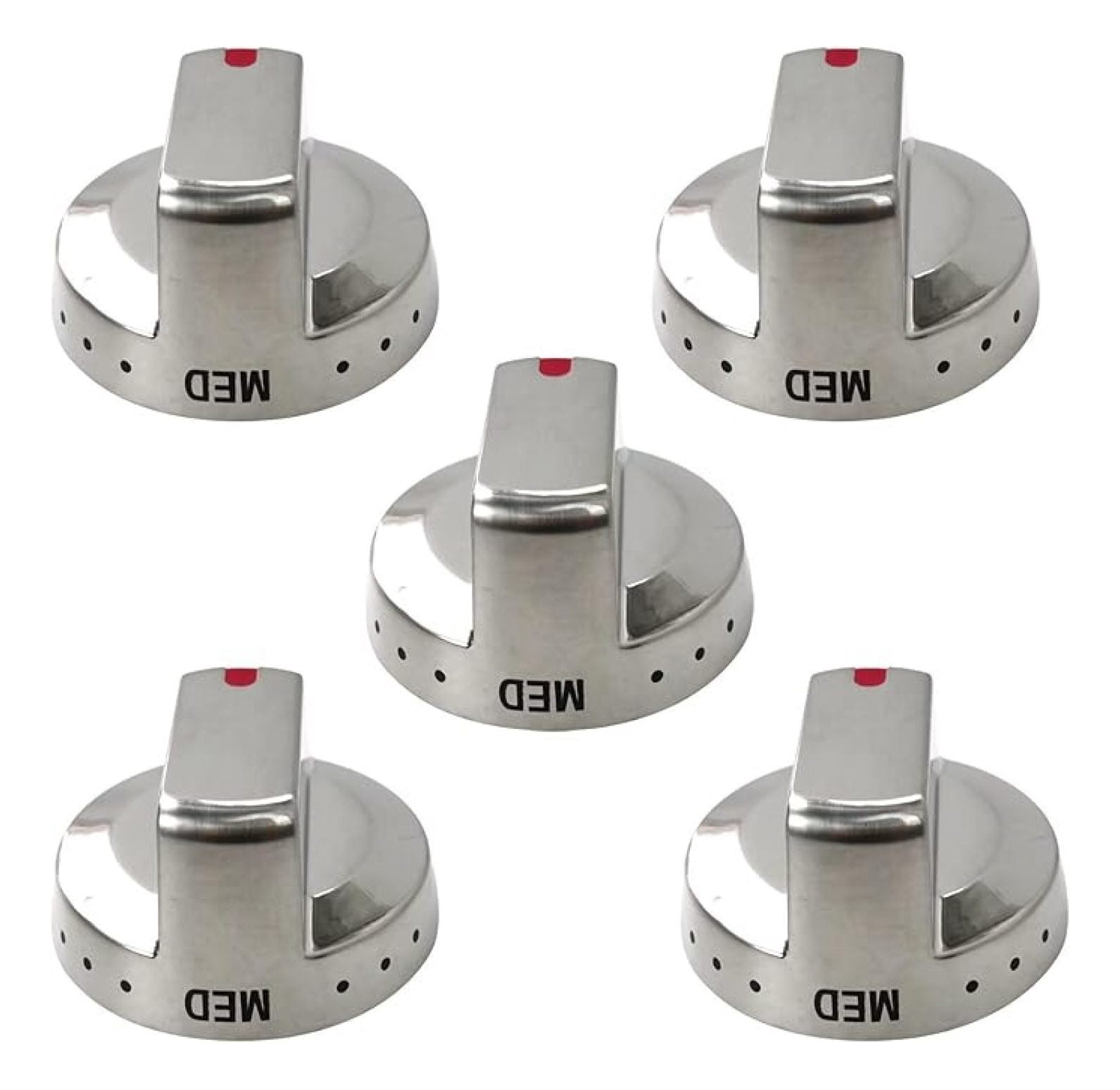 Upgraded 5pcs DG64-00472A Stove Knob Dial Stainless Steel Knob Replace DG64-00347A, DG64-00347B, DG64-00472B, DG64-00472C, DG64-00472G, DG64-00473A, DG64-00473B, DG68-00101B Fit for