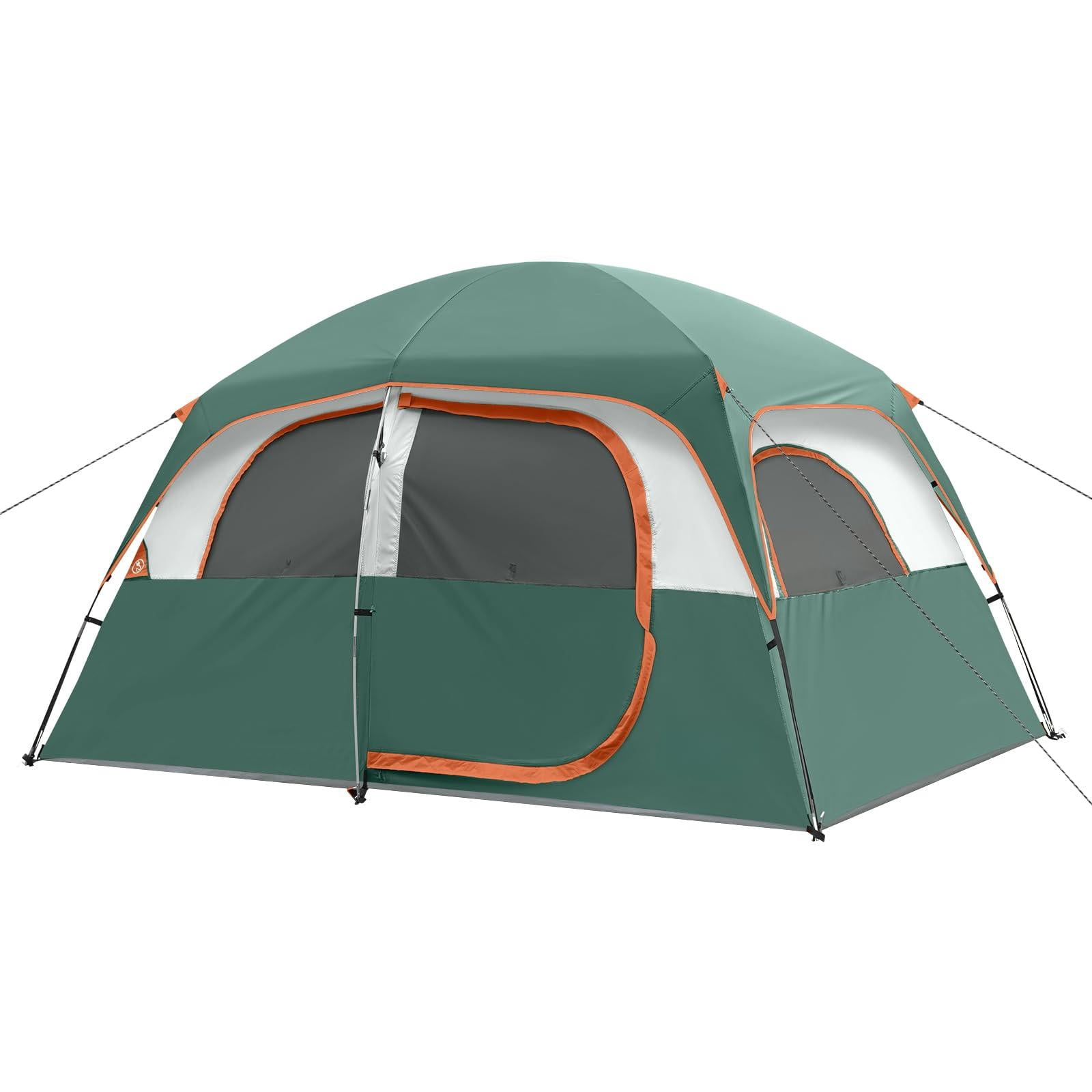 Upgraded 6/8 Person Camping Tents  Waterproof Windproof Family Tent With Larger Mesh Windows & Door Double Layer Easy Set Up All-season Dome Top Rainfly Carry Bag