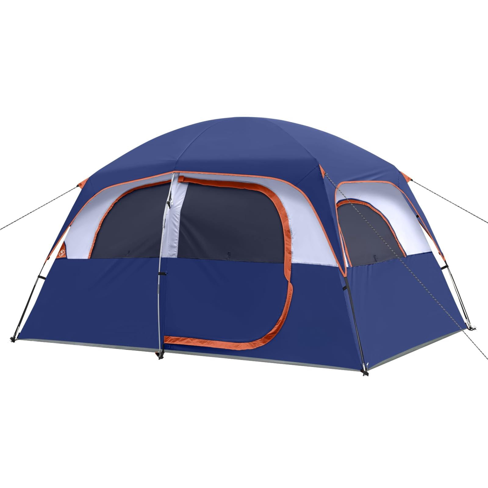 Upgraded 6/8 Person Camping Tents  Waterproof Windproof Family Tent With Larger Mesh Windows & Door Double Layer Easy Set Up All-season Dome Top Rainfly Carry Bag