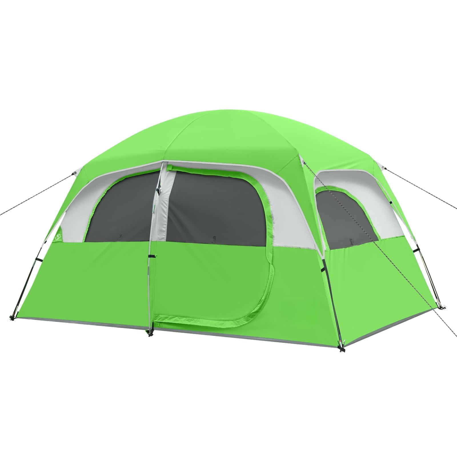 Upgraded 6/8 Person Camping Tents  Waterproof Windproof Family Tent With Larger Mesh Windows & Door Double Layer Easy Set Up All-season Dome Top Rainfly Carry Bag