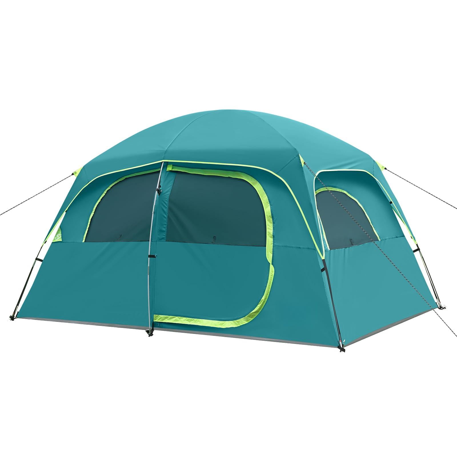 Upgraded 6/8 Person Camping Tents  Waterproof Windproof Family Tent With Larger Mesh Windows & Door Double Layer Easy Set Up All-season Dome Top Rainfly Carry Bag