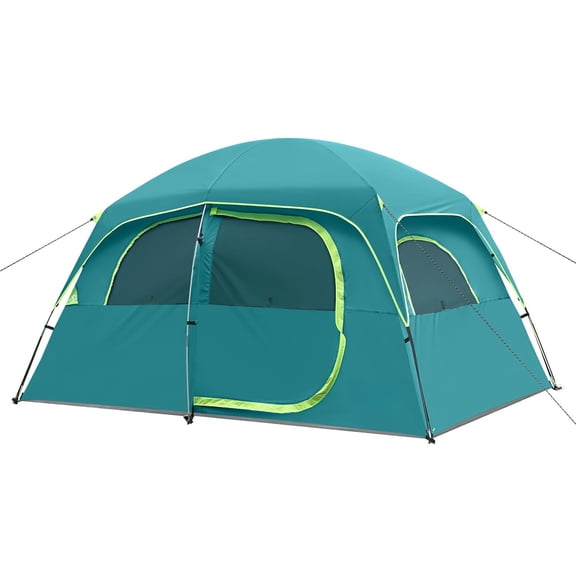 Upgraded 6/8 Person Camping Tents Waterproof Windproof Family Tent With Larger Mesh Windows & Door Double Layer Easy Set Up All-season Dome Top Rainfly Carry Bag