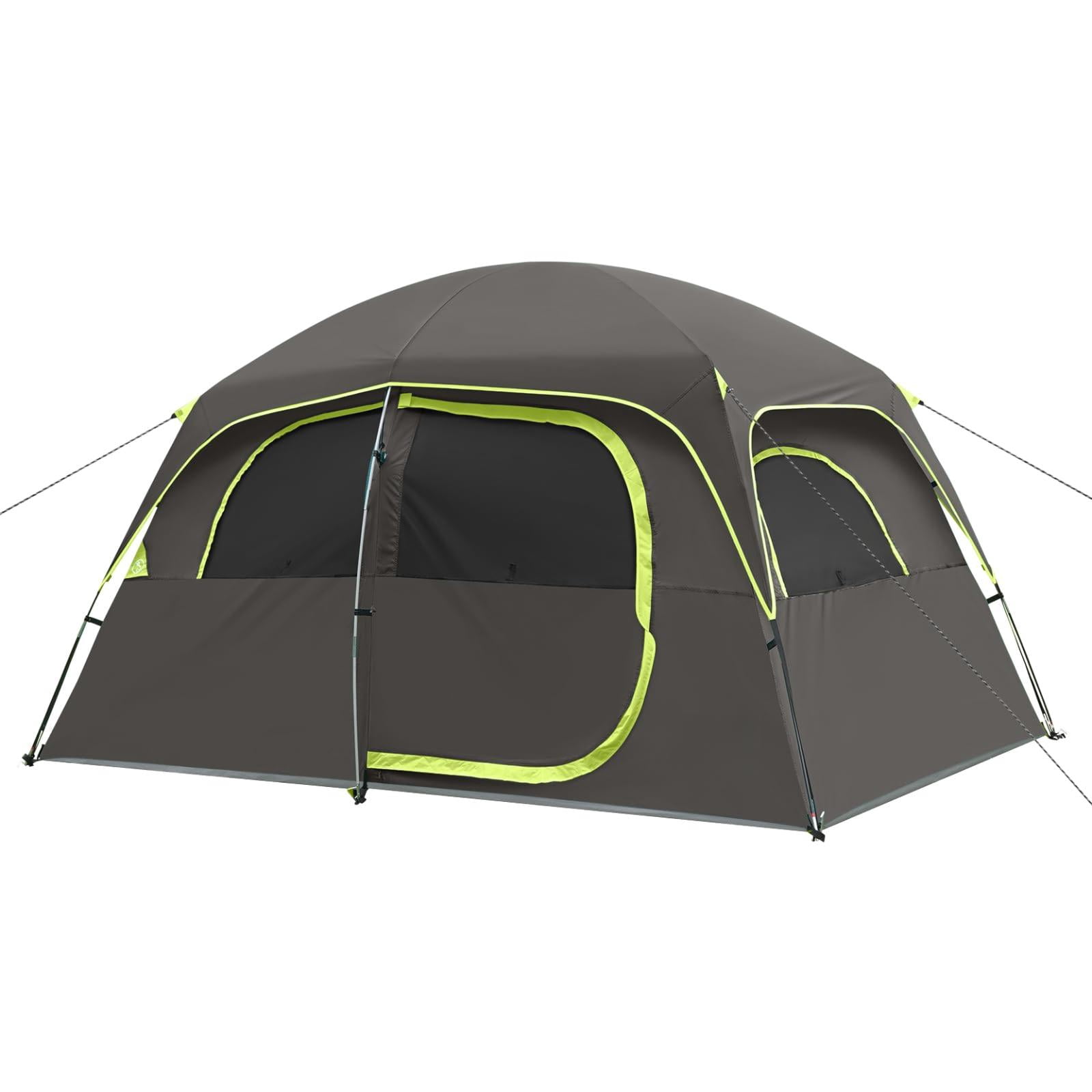 Upgraded 6/8 Person Camping Tents  Waterproof Windproof Family Tent With Larger Mesh Windows & Door Double Layer Easy Set Up All-season Dome Top Rainfly Carry Bag