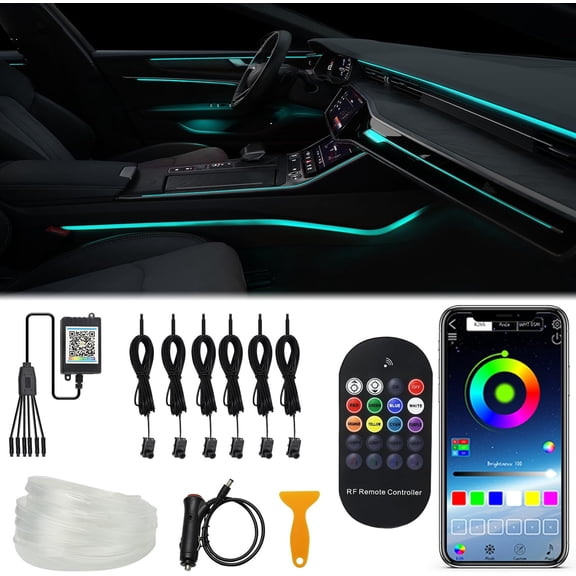 Upgraded 6-in-1 Car Ambient YANTONing Kit, 315-inch Pre-Threaded Fiber Optic, APP & Remote Control, 16 Million Colors, Music Sync, HYANTON BrYANTONtness LED Interior YANTONs for Cars, Trucks, SUV