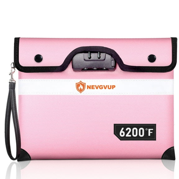 Upgraded 6200F Fireproof Document Bag with Code Lock, Fire Proof Pouch with Zipper/Reflective Strip, 9 Layers of Heat Insulated Materials, Fireproof Money Bag for Cash/Documents, Water Resistant
