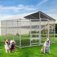 Upgraded 7.5×7.5×5.6FT Outdoor Dog Kennel with Roof and Bowls, Large
