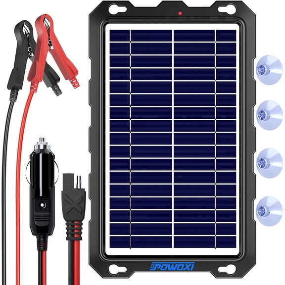 Upgraded 7.5W-Solar-Battery-Trickle-Charger-Maintainer-12V Portable Waterproof Solar Panel Trickle Charging Kit for Car, Automotive, Motorcycle, Boat, Marine, RV,Trailer, Snowmobile, etc.