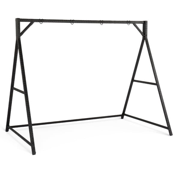 Upgraded 7 FT Rattan Porch Swing Frame, Heavy Duty 1200 LBS Weight Capacity Swing Stand for Outdoors, Black