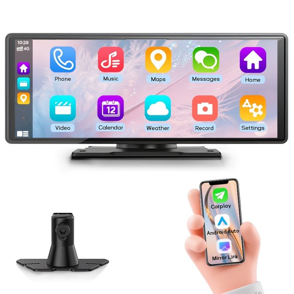 Upgraded 7" HD Touch Wireless Car Display, GPS Dashcam Backup Camera Mirror Link FM AUX USB Universal for Taxi Drivers